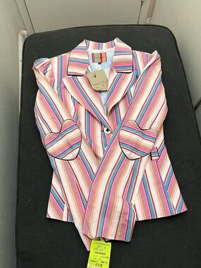 Petro Zillia Striped Blazer with Heart Elbow Patches